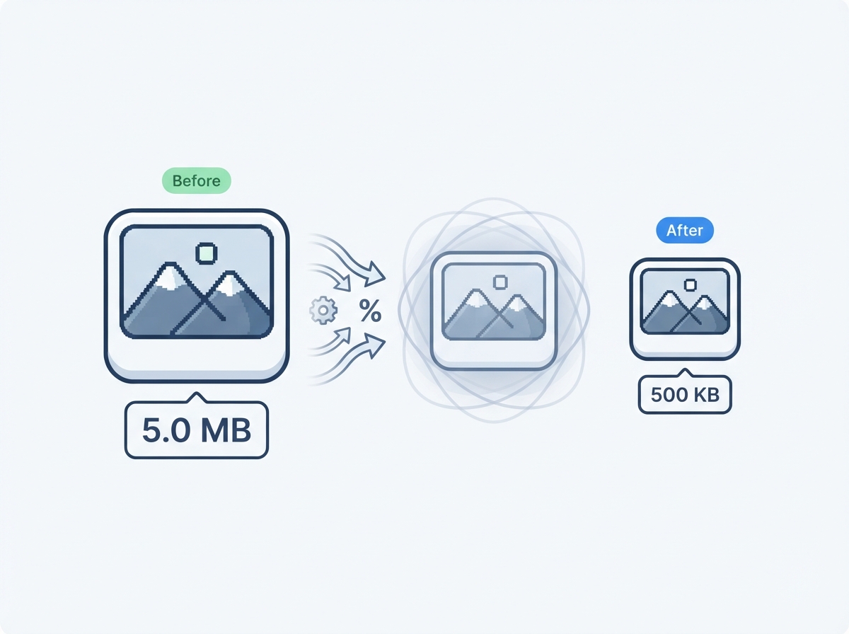 Before and after image compression showing a smaller file size