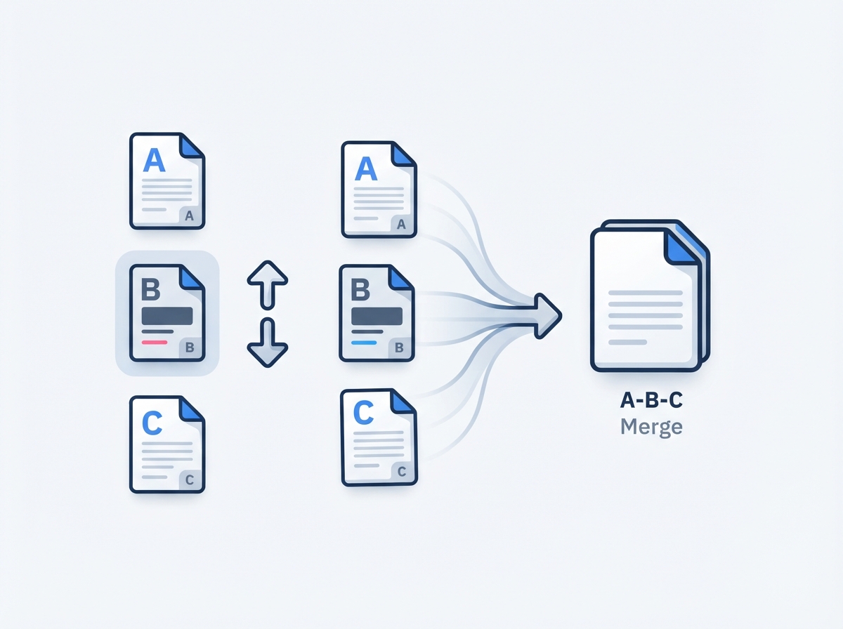 Reordering PDF files before merging them